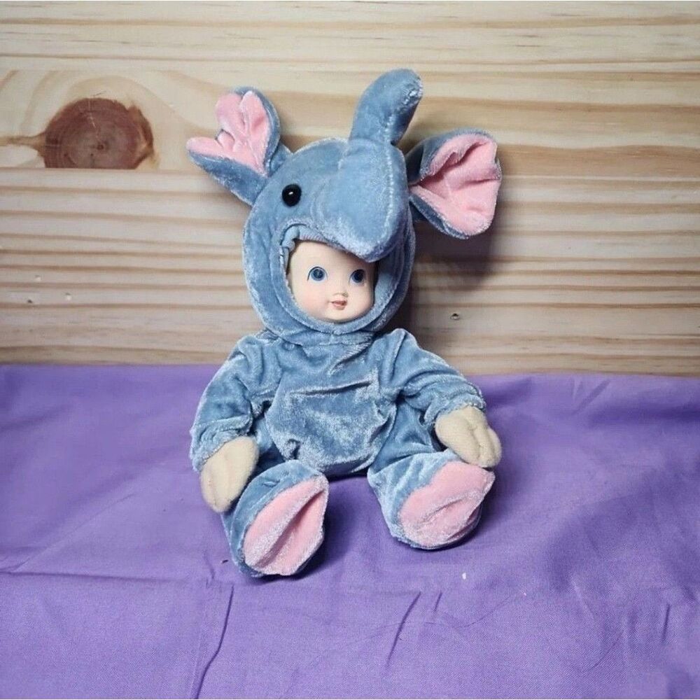 Cuddle Kid Doll Porcelain Elephant Plush Stuffed Animal Rare .